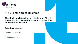 The Horizontal Application Horizontal Direct Effect and Horizontal Enforcement of Free Movement [upl. by Oecile]