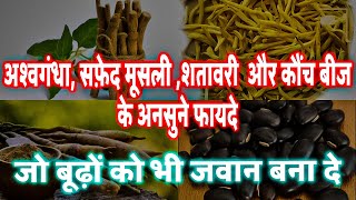 Ashwagandha Shatavari Safed Musli Kaunch Ke Beej Ke Fayde जो बूढ़े को भी जवान बना दे [upl. by Tezile]