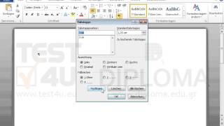 Setzen Sie zwei Tabstopps in die erste Zeile des Dokuments Einen linksbündigen auf 3 cm und [upl. by Yecrad]