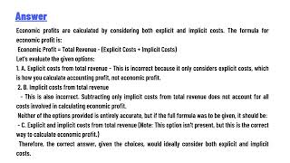 Economic profits are calculated by subtracting [upl. by Erland]