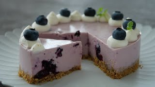 夏に一度は食べたい♪ブルーベリーレアチーズケーキ  NoBake Blueberry Cheesecake [upl. by Westland]