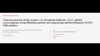 Characterization of the sesame Sesamum indicum L global transcriptome using Illumi  RTCLTV [upl. by Puff]