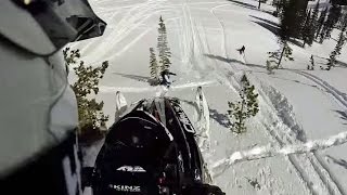 Snowmobile lands on a guy [upl. by Yellehs]