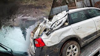 CRASH SENDS VOLVO FLYING INTO A TREE  DASHCAM STORIES 5 [upl. by Anihs]