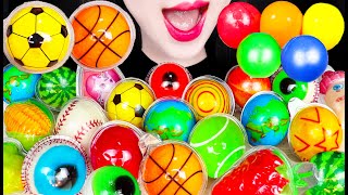 ASMR Basketball Watermelon Eyeball Gummy Jelly 농구공 젤리 눈알 젤리 먹방 Mukbang Eating [upl. by Ahsaekal]