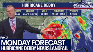 Hurricane Debby nears landfall in Floridas Big Bend [upl. by Coulombe]