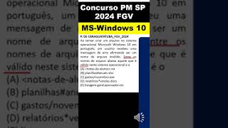 MSWindows 10 PMSP FGV  concurso pm sp 2024 fgv  9 CARACTERES PROIBIDOS Windows concursopmsp2024 [upl. by Rebma]