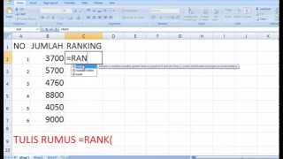 MEMBUAT RANKING DAN MENGURUTKAN DENGAN EXCEL [upl. by Apilef]