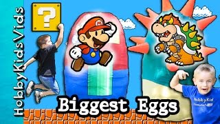 Mario  Bowser Treasure Hunt Giant Surprise Eggs Mario Toys  Nintendo Video Games HobbyKidsTV [upl. by Ressan]