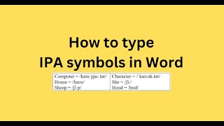 How to type IPA symbols in Word [upl. by Kile]