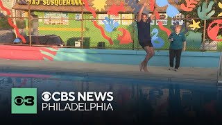 News reporter jumps in water to celebrate Philadelphia pools opening [upl. by Fortunio]