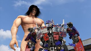 optimus prime vs attack on titan in real life [upl. by Hayyifas116]