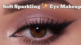 Soft sparkling eye makeup tutorials for Festivals ✨ GrowupwithRukhsar [upl. by Brina]