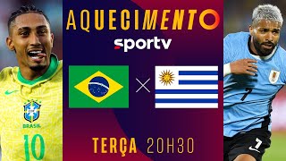 BRASIL X URUGUAI  AQUECIMENTO AO VIVO E COM IMAGENS  ELIMINATÓRIAS  live  sportv [upl. by Linis]