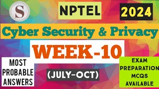 Cyber Security and Privacy  Week10 Assignment Answers 2024  NPTEL nptel2024 [upl. by Elata]