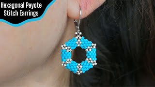 Hexagonal Peyote Stitch Earrings  Tutorial  DIY [upl. by Ophelia993]