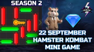 22 SEPTEMBER Hamster Kombat mini game KEY Puzzle Solved  Hamster key Puzzle 🔑💎 [upl. by Siberson]