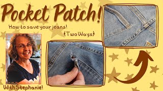 How to Patch Ripped Jeans Pocket Two Ways [upl. by Yule]