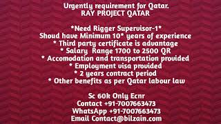 Qatar Rigger Supervisor1 Job [upl. by Elyse]