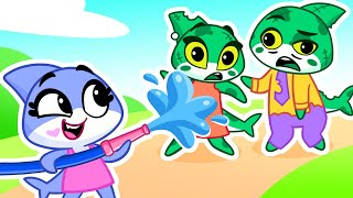 No Biting Zombie Sharks 🧟‍♂️ Zombie Dance 🧟‍♂️ Funny Cartoons for KidsBest Songs by SharkyampSparky [upl. by Nisa]