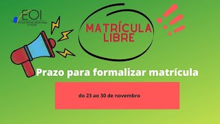 Como formalizar a matricula libre 2022 [upl. by Ynneg874]