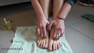 Italy meet flowers for home feet spa  ASMR foot scrub guasha massage  KIOTOAPPARENZA [upl. by Ylrebmic]