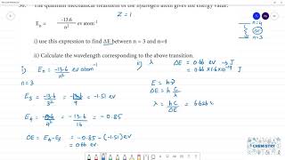 The quantum mechanical treatment of the hydrogen atom gives the energy valueEn 136ev atom1 [upl. by Aronal477]