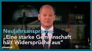 Mit Gebärde Neujahrsansprache von Bundeskanzler Olaf Scholz  31122021 [upl. by Llehsor676]