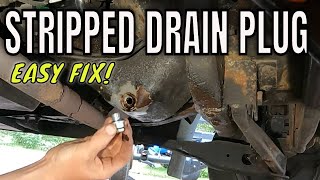 How to fix a stripped oil pan drain Piggyback Drain Plug [upl. by Eliath859]