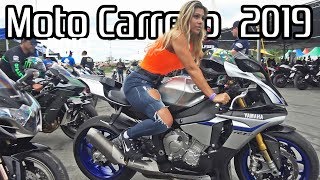 MOTOCARRERO 2019  AMAZING Superbikes in Brazil Loud exhausts amp BURNOUTS [upl. by Oloapnaig]