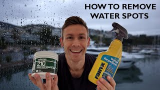 How To Remove Hard Water Spots From Glass Windows On A Super Yacht [upl. by Osrit977]