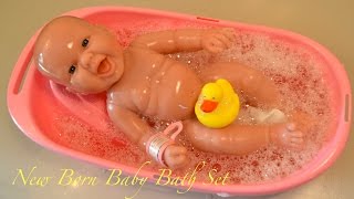 Baby Doll Bath Time Pretend Play Change Diapter Sleeps Nenuco Cradle  TheChildhoodLife [upl. by Oileduab]