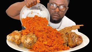 ASMR NIGERIA PARTY JOLLOF RICE AND TURKEY WINGS STEW MUKBANG  EATING AND SMACKING SOUNDS [upl. by Philbrook585]