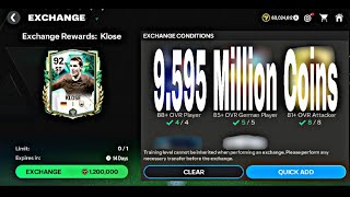 CHEAPEST WAY TO COMPLETE WINTER WILDCARDS 92 OVR ST KLOSE EXCHANGE IN FC MOBILE 24 [upl. by Von463]