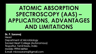 Atomic Absorption Spectroscopy AAS  Applications Advantages and Limitations [upl. by Anitrebla]