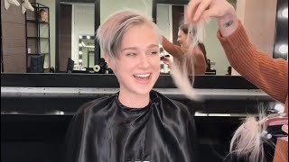 Girl with platinum pixie cut gets a buzzcut makeover HD remaster and edit [upl. by Clevey]