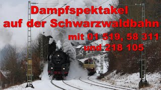 Dampfspektakel auf der Schwarzwaldbahn mit 01 519 und 58 311 am 07012017 [upl. by Ikoek583]