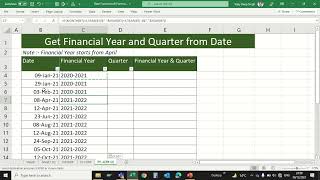 Get Financial Year and Quarter from Date in MS Excel with formula [upl. by Noramac]