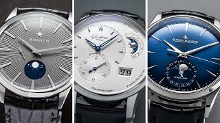 Three of the BEST Luxury Moonphase Watches from Zenith Glashütte Original amp JaegerLeCoultre [upl. by Ermina]