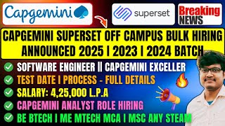 Finally Capgemini Official Analyst Role Mass Hiring Announced OFF Campus Drive 202520242023 Batch [upl. by Kask]