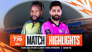 2024 Abu Dhabi T10 I Match 16 Highlights Team Abu Dhabi vs New York Strikers  Season 8 [upl. by Aelahs956]