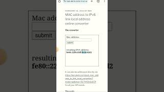 MAC address to IPv6 convert  mac to ipv6 shorts macaddress ipv6 [upl. by Aekan]