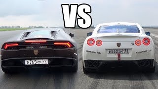 Nissan GTR R35 vs Lamborghini Huracan  LAUNCH CONTROL🚀🚀 [upl. by Ahsotan]