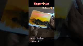 Finger CreativityEasy sunset viral shortvideo FingerPainting thinkspacegallery [upl. by Pascha32]