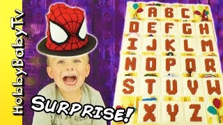 Spiderman LETTER SURPRISES ABC Alphabet Learning with HobbyKids HobbyBabyTV [upl. by Elspeth]