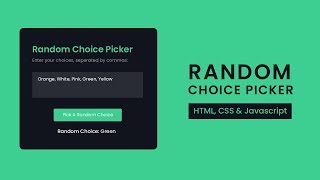 Random Choice Picker  HTML CSS Javascript [upl. by Anairad]