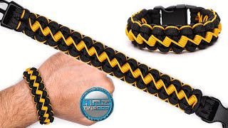 Amazing Cobra Stitched Paracord Bracelet Tutorial Knot DIY [upl. by Leela14]