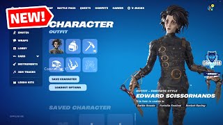 Fortnite NEW Edward Scissorhands Skin Ice Sculptor Emote Full Bundle Showcase [upl. by Omoj]