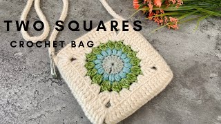 How to Crochet a Bag  Two Squares Crochet Bag  Sunburst Square [upl. by Llednov]