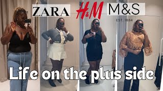 IM 125KG  510  PLUS SIZE  ZARA HampM MampS PLUS SIZE TRY ON HAUL  COME HIGH STREET SHOPPING [upl. by Aldous621]